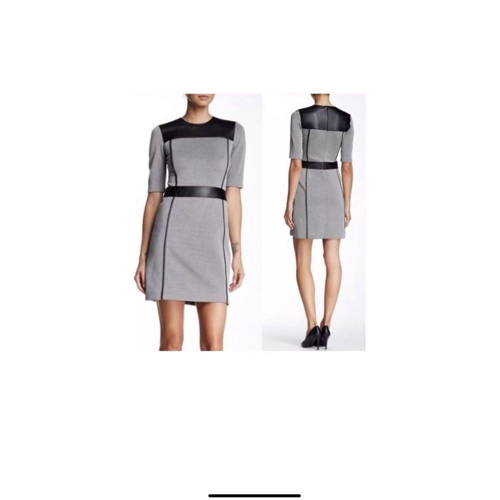 Theory Size 4 Leather Combo‎ Calvino Dress in Elmore Knit F0526607